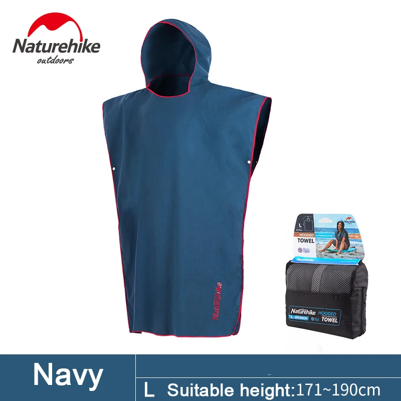 Navy L Naturehike Кемпинг купальное полотенце для пляжа бассейна компактное быстросохнущее УФ-защита с капюшоном банный халат для пеших прогулок путешествия водные виды спорта полотенце s - Цвет: Navy L