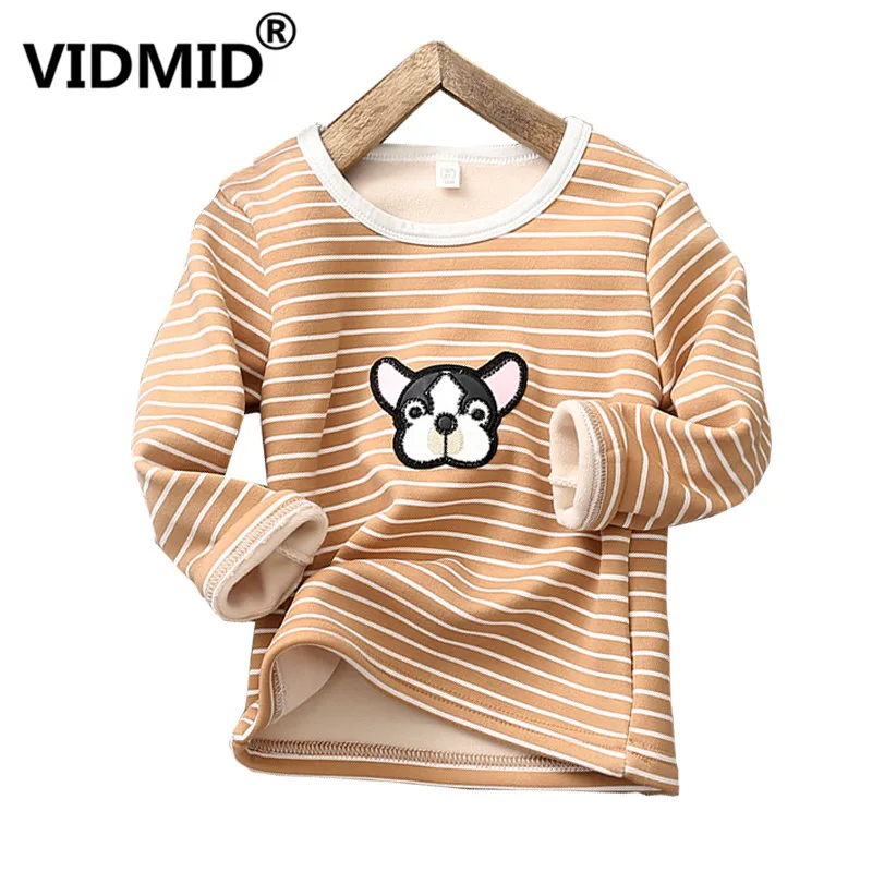 

VIDMID Kids fleece t-shirt Baby Boy Girls Clothes Cotton Children T-shirts for Boy Cartoon Print Long Sleeve fleece Tops 2001 09