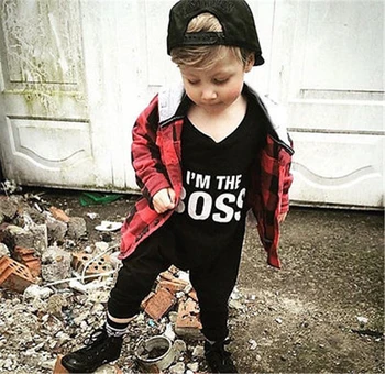 

2018 Black Cool Newborn Infant Baby Boy Romper Long Sleeve Jumpsuit Clothes Outfit