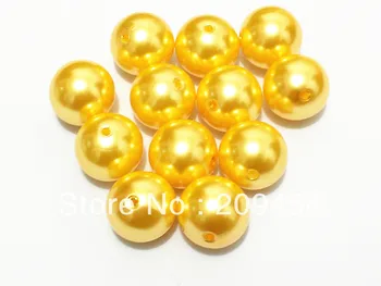 

20mm 100pcs/lot light-gold Chunky Round Imitation Pearl Acrylic Beads For Kids Jewelry Making