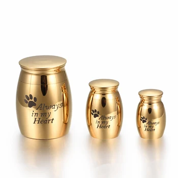 

"Always in my Heart" and Pet Dog/Cat Paw Pattern Stainless Steel Cremation Urn Ashes Holder Memorial Container Pendant Jewelry