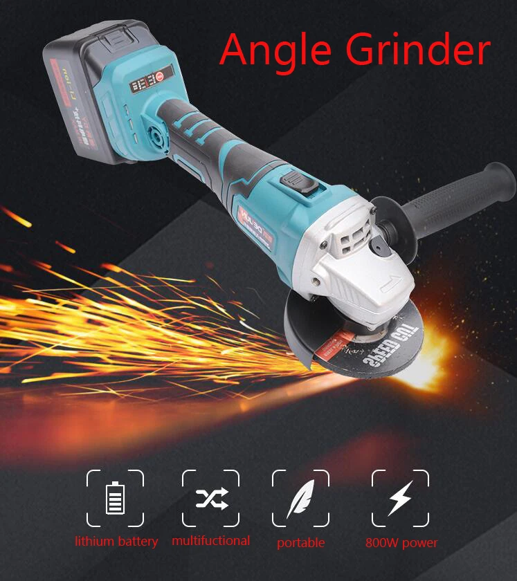 

Handheld Angle Grinder 800W Multi-function Cutting Machine for Wood/ Metal Rechargeable Grinding Machine Polisher/ Cutter 128TV1