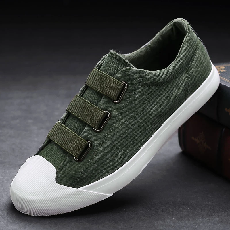 2018 Fashion Men's Canvas Shoes High Quality Men's Casual Vulcanized Shoes Breathable Loafers Man Slip-On Brand Sneakers Black