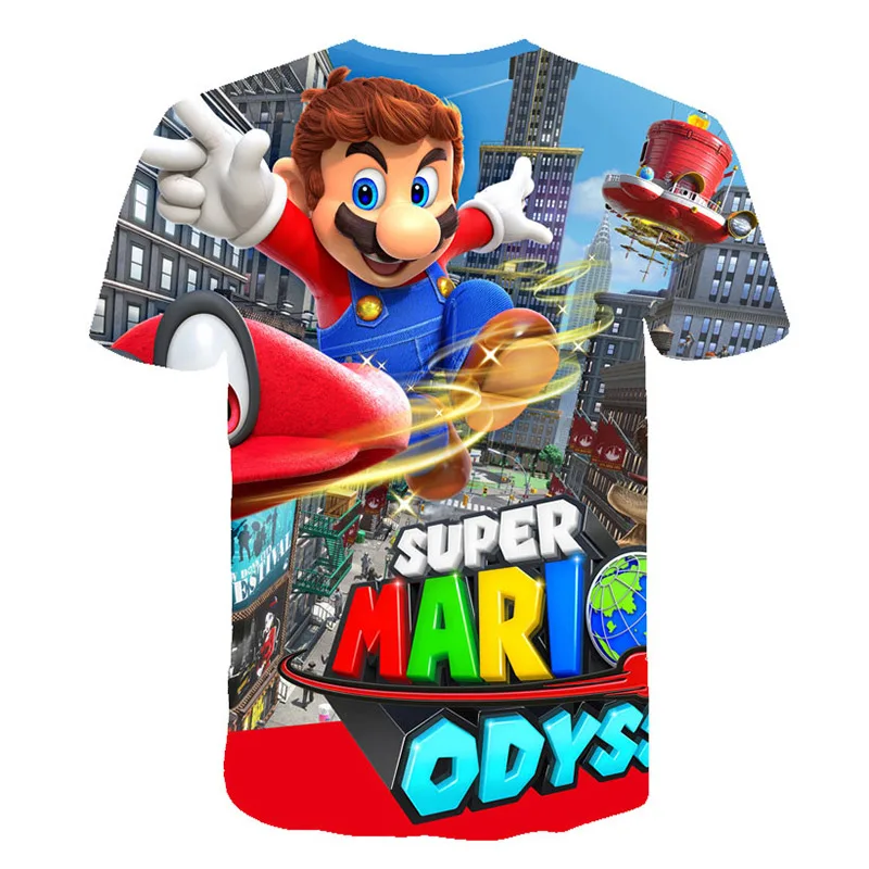 Летняя модная детская футболка, футболка с рисунком героев мультфильма «Супер Марио», мужские и женские футболки с 3D принтом