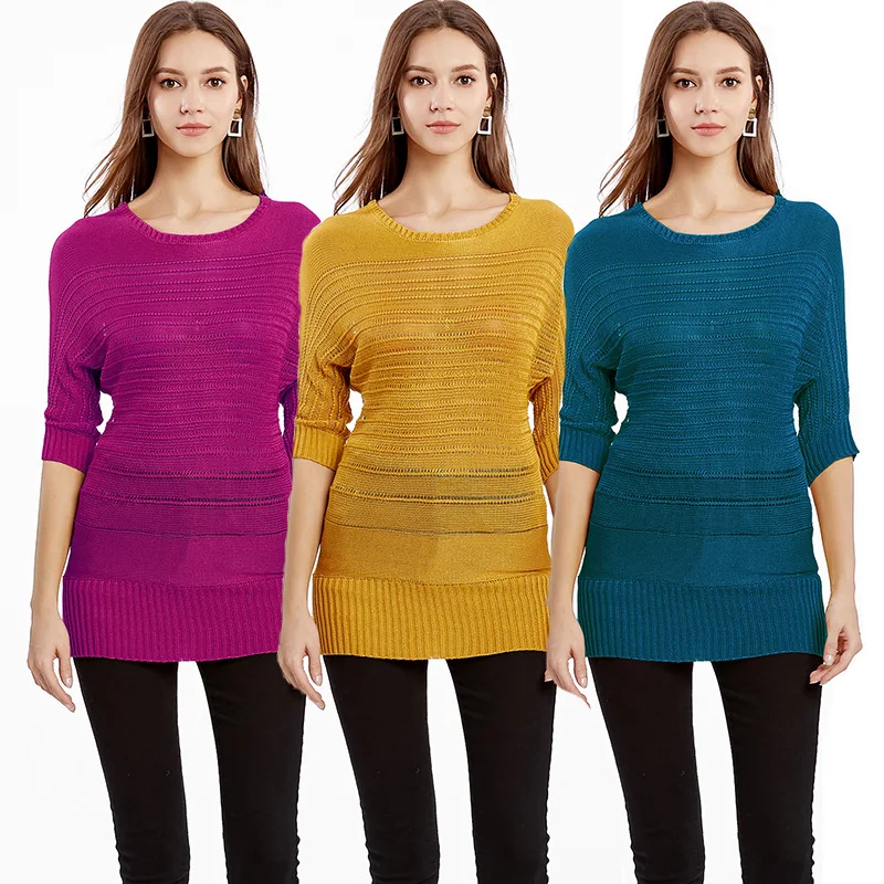 

2019 Autumn & Winter Women Knitting Sweater Pullover Female Clothes Office Lady Streetwear Long Jumpers Green Yellow Red