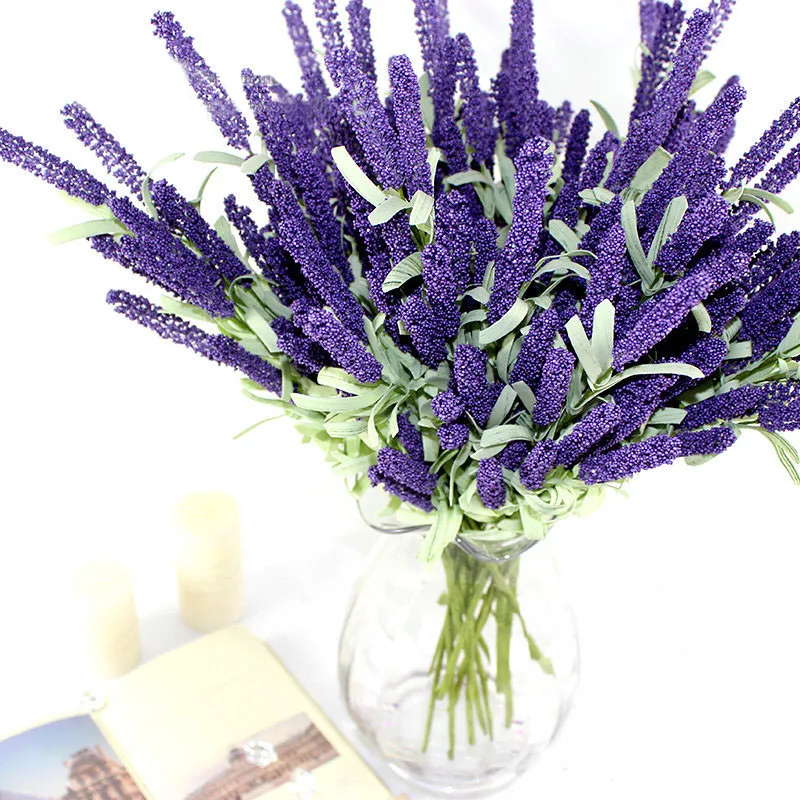 Online Whole Silk Lavender Flowers From China 12 Heads Artificial Lavender Silk Flower Bouquet Wedding Home Party Decor Decorative Fake Flowers For Decoration