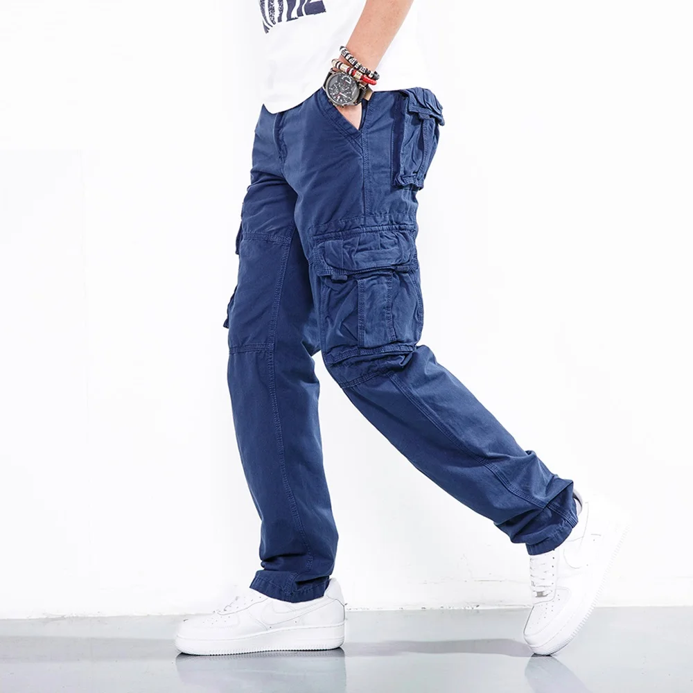  ICPANS Pants Cotton Full Length Khaki Cargo Pants Men Black Army Military Pockets Pants Casual Men 