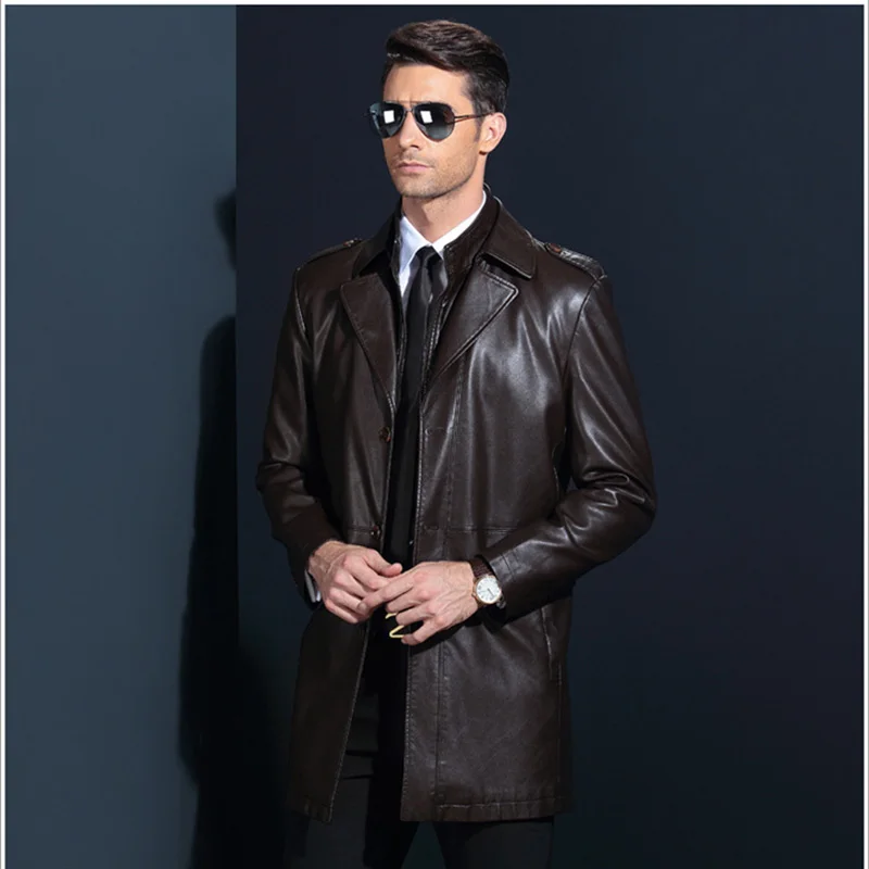 Осень зима мужская куртка из натуральной кожи для мужчин Jaqueta De Couro Masculina черный/коричневый Мужской дубленка размера плюс XXXXL