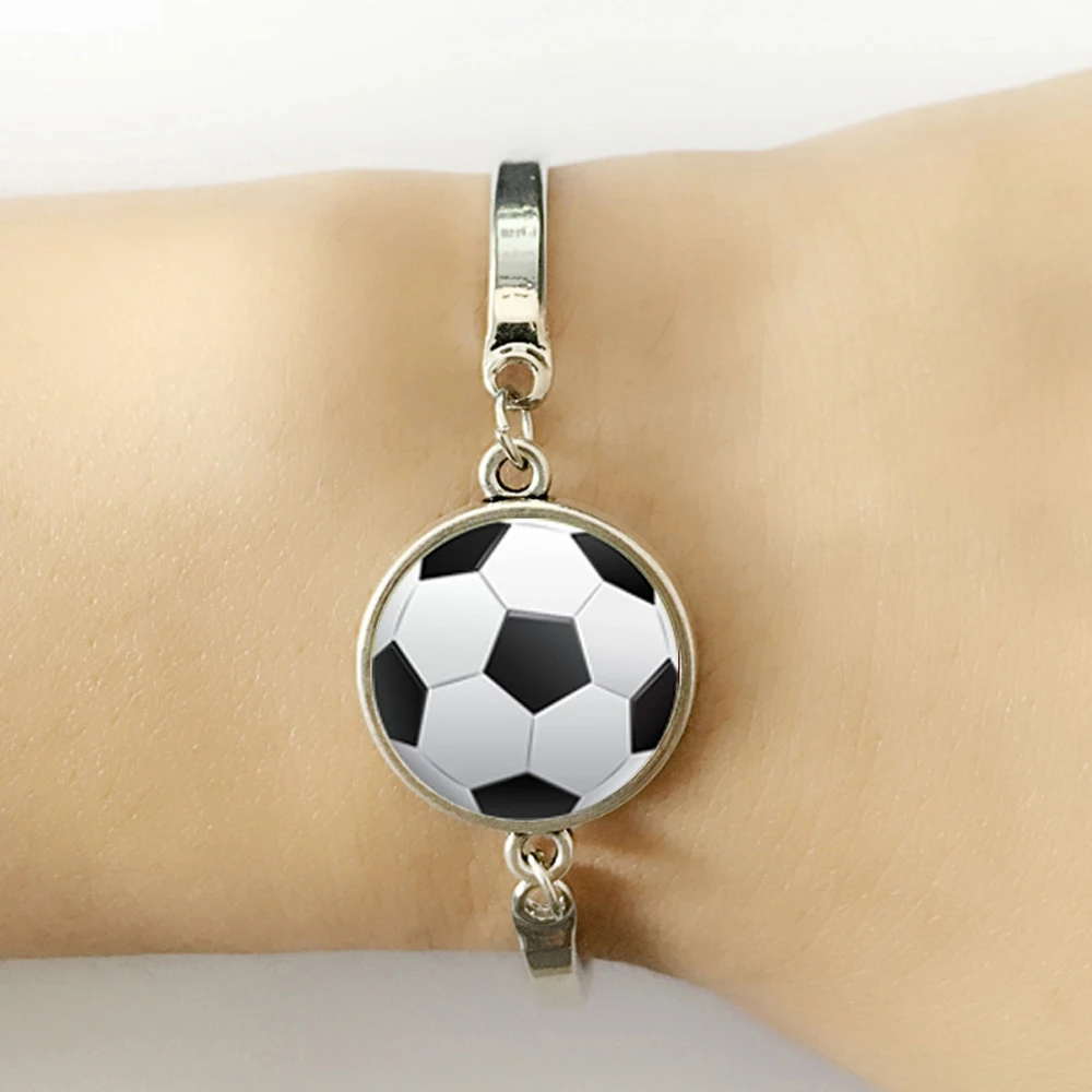 Football bracelet Jewelry Football silver bracelet Gift for Soccer Player gift