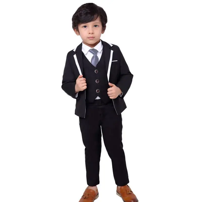 Kids Boys Wedding Party Blazer Suit Coat+Vest+Pants Piano Costume Englon Clothes