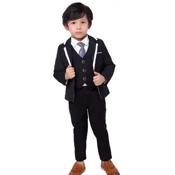 

2019 New Kids Boys Suit For Wedding Piano Party England Style Boys Blazer+Vest+Pant Sets Baby Boy Suits Formal Clothes 3Pcs Y174