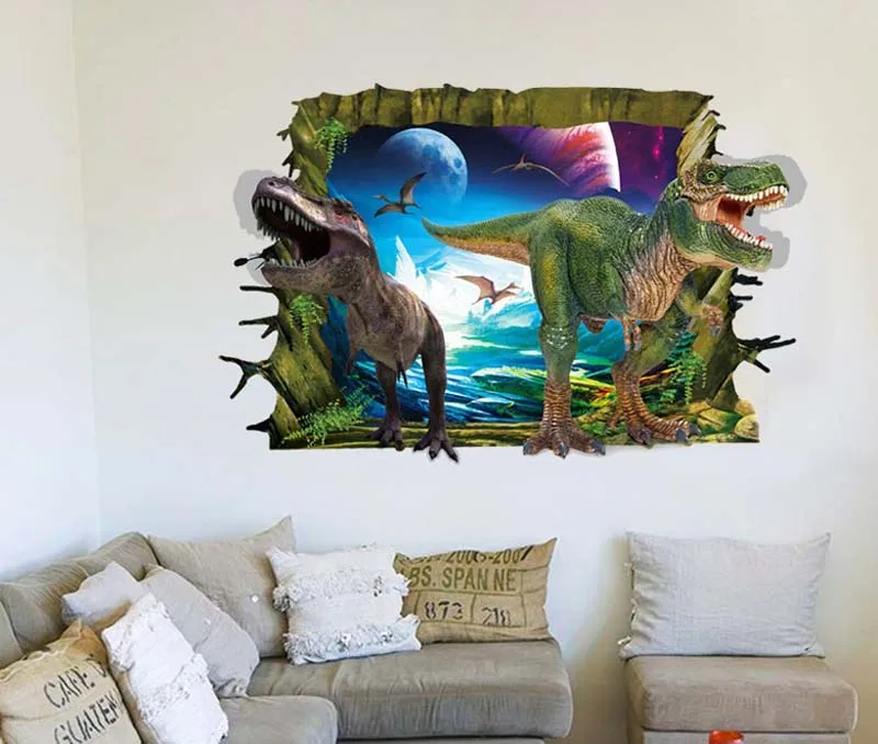 3D Cartoon dinosaur Wall Stickers Decals for kids rooms Art for Baby