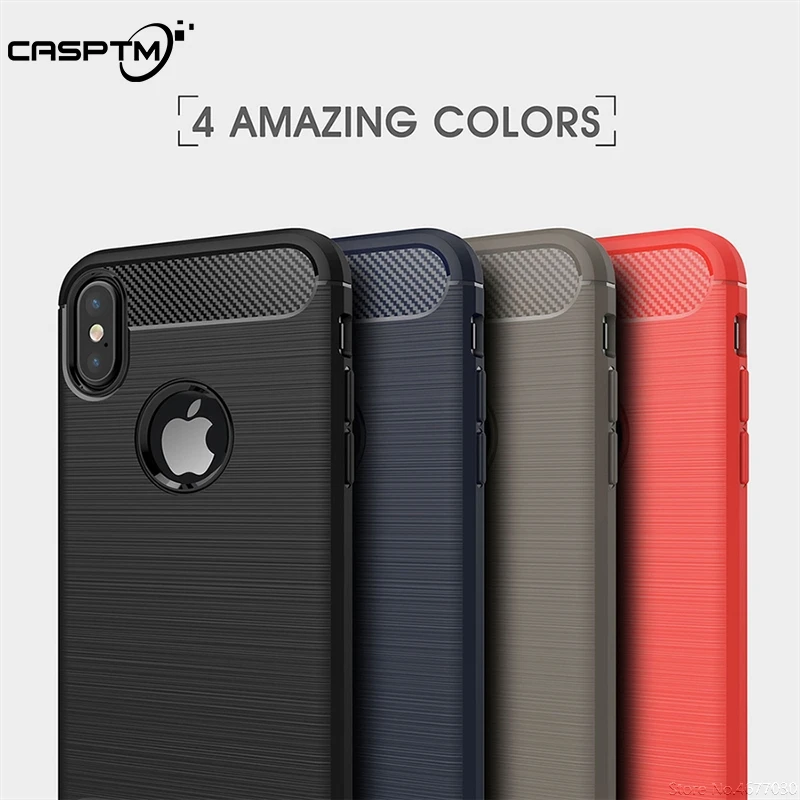 cheap Brushed TPU Carbon Fiber Case For iPhone XS Max XR X 7 6 6S Plus 5 5S SE Shockproof Solid Color Phone Case For iPhone 7 XR Coque
