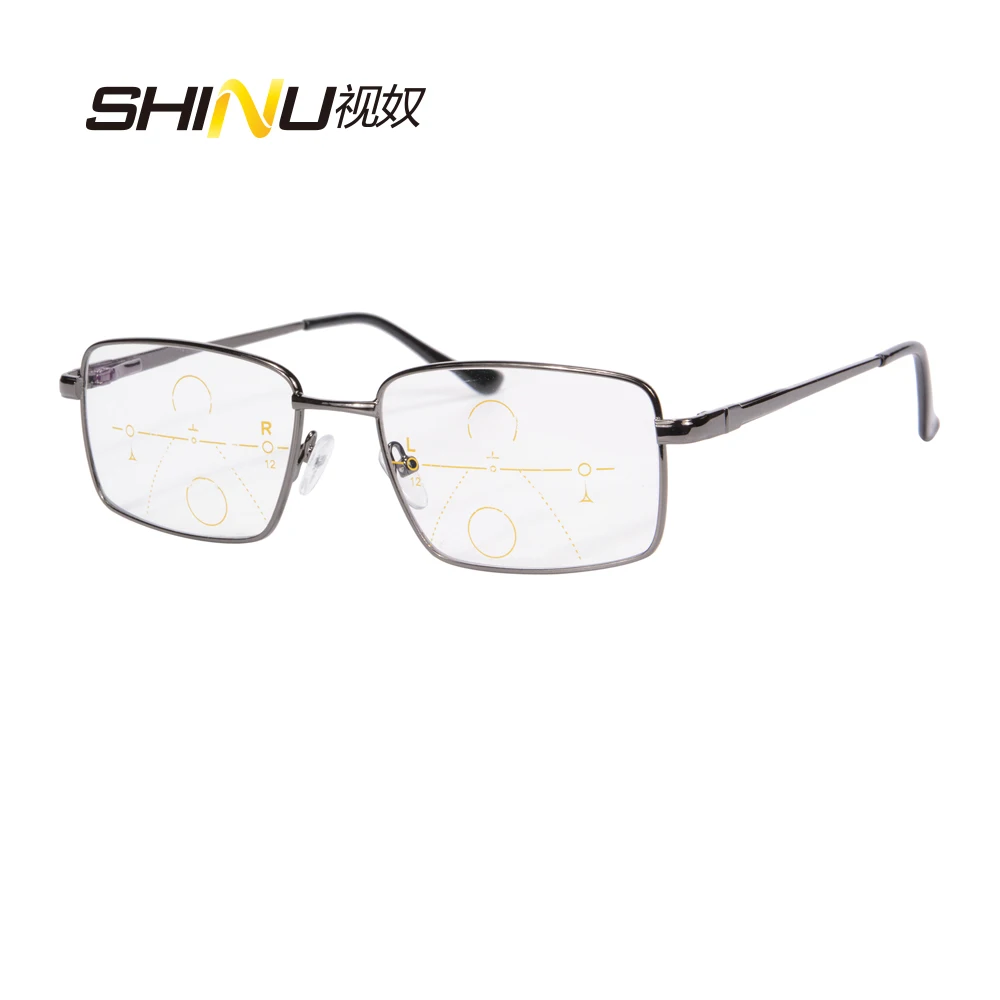 

New Arrival SHINU Progressive Multifocal Reading Glasses Full Metal Frame Presbyopia Eyeglasses Can See Near And Far Eyewear