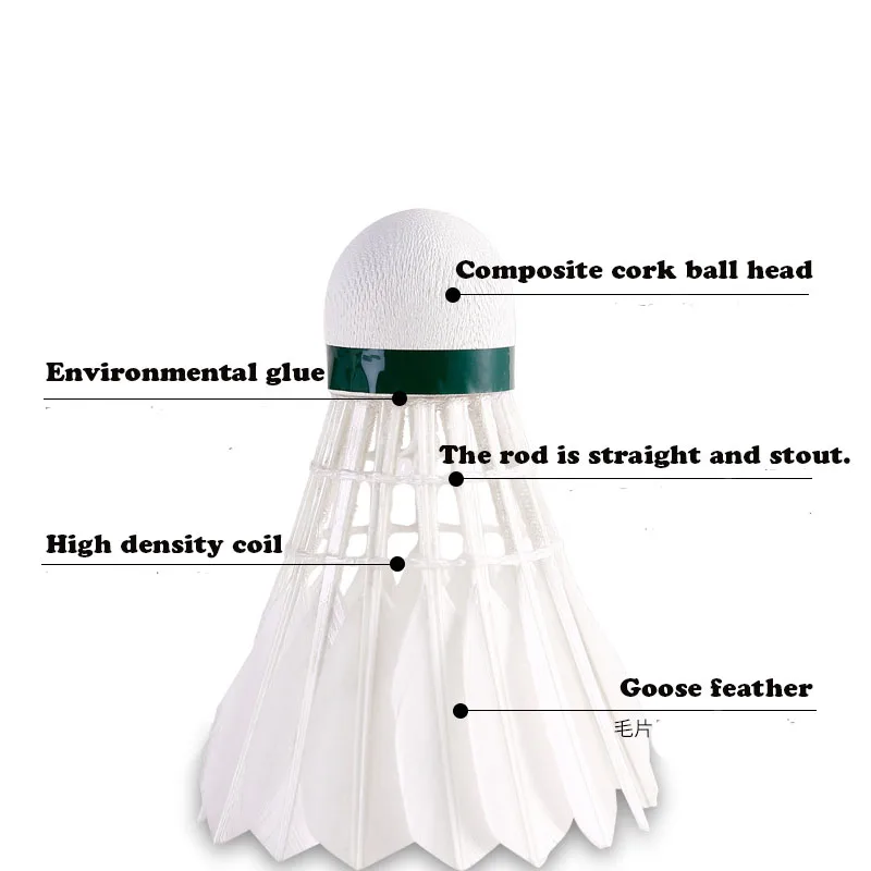 12 шт. бадминтон волан мяч черный гусь доска перо стабильность полёта прочный специальный конкурс бадминтон volantes