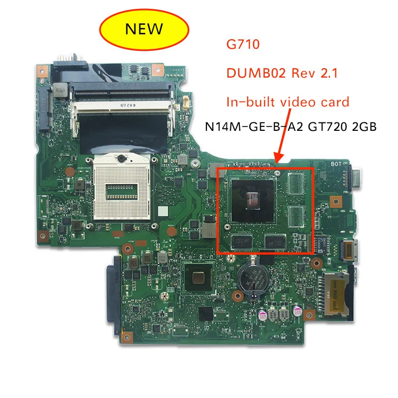 Новая Рабочая материнская плата DUMB02 для ноутбука lenovo G710 с видеокартой Nvidia N14M-GE-B-A2 GT720 2GB