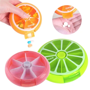 

Round Travel 7 Day Weekly Dispenser Case Pill Box Medicine Tablet Organizer Portable Vitamin Medicine Travel Pill Box 3 Color