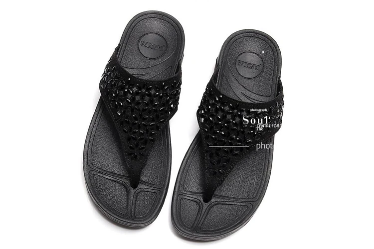 rhinestone flip flops slip-on