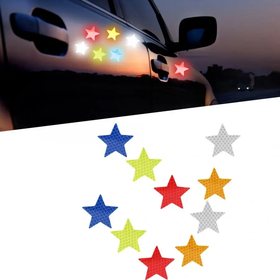 

car sticker 10pcs Car Motorcycle Body Reflective Tape Star Shape Stickers Self-Adhesive Decal Trim Car Styling