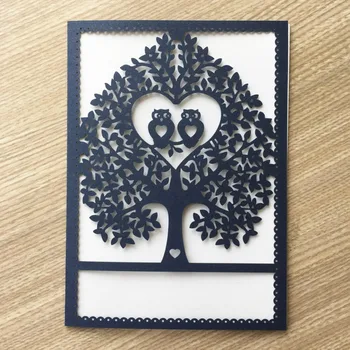 

20Pcs/Lot Blue Heart Tree Bird Invitation Card For Wedding Decoration Mother Day Anniversary Graduation