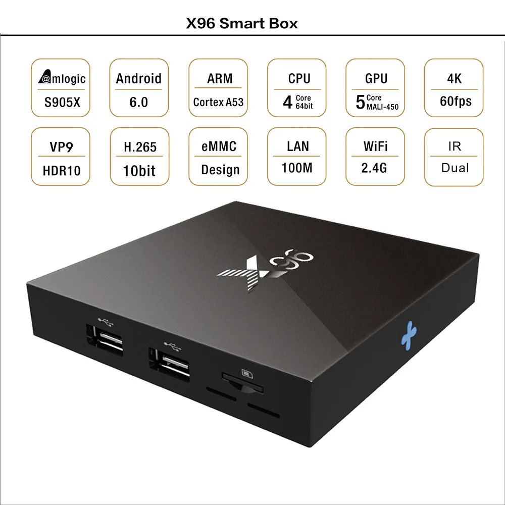 

GOTiT X96 Android 6.0 Smart TV BOX Amlogic S905X Quad Core Support UHD 4K H.265 4K IPTV Media Player