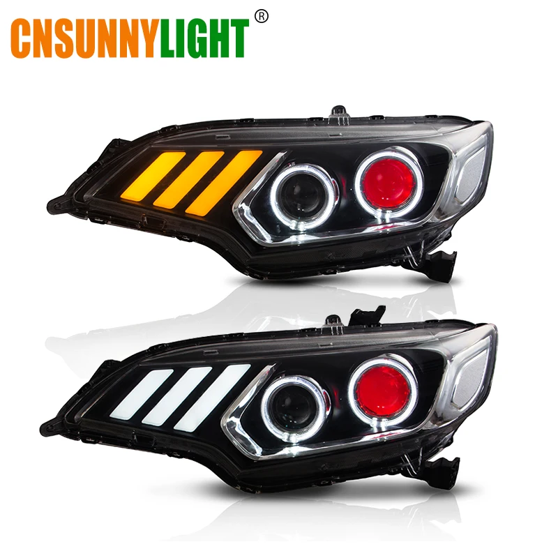 

CNSUNNYLIGHT For Honda Fit/JAZZ 2014-2017 Car Headlights Assembly Case W/ LED Demon Eyes DRL Turn Signal Lights Projector Lens