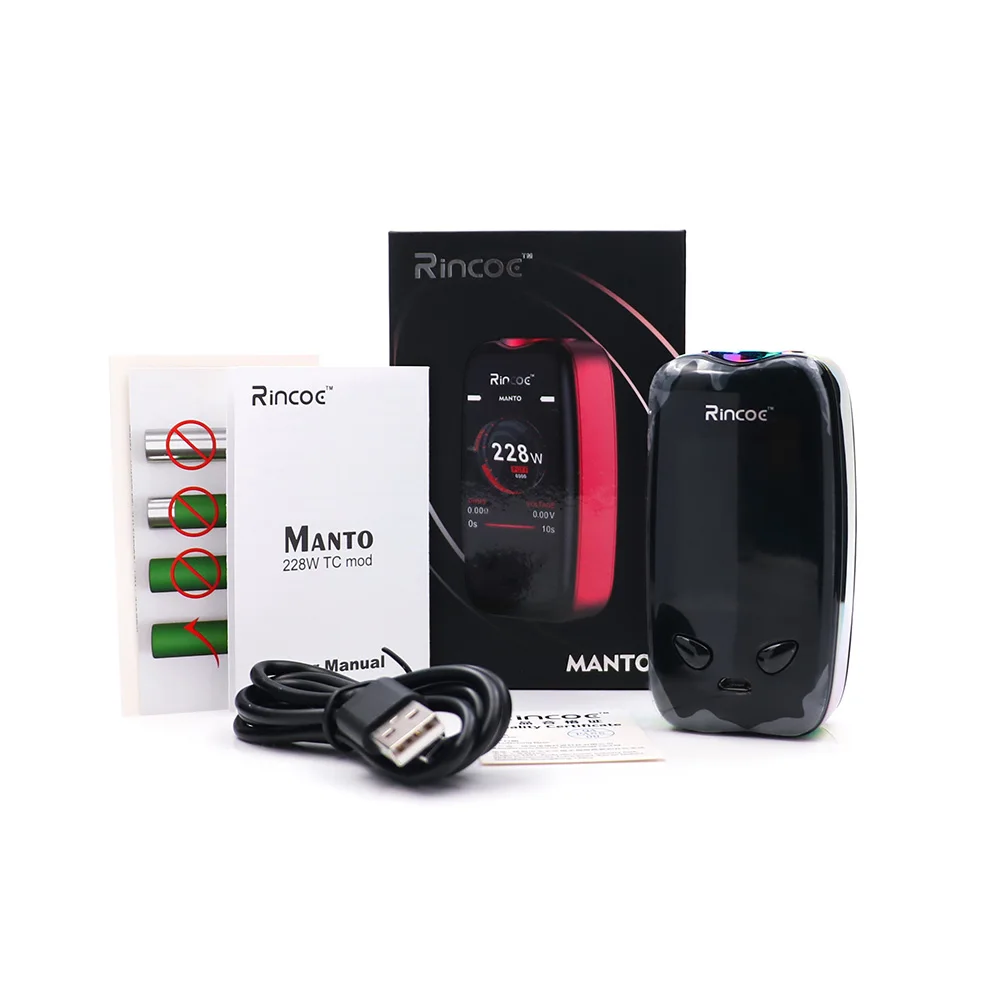Оригинальный Rincoe манто 228 Вт модель TC IML панели vape mod поле поддержку по Двойной 18650