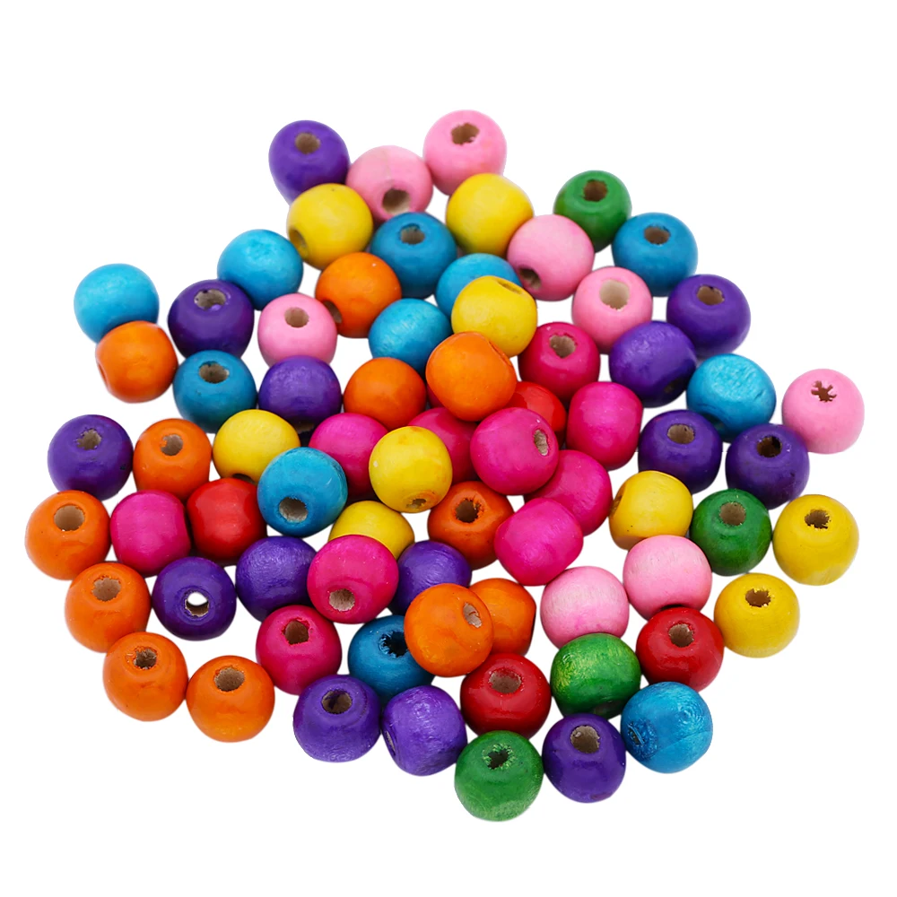 Buy 150pcs/Lot10mm Multi Color Natural Wooden Beads European Straight Hole