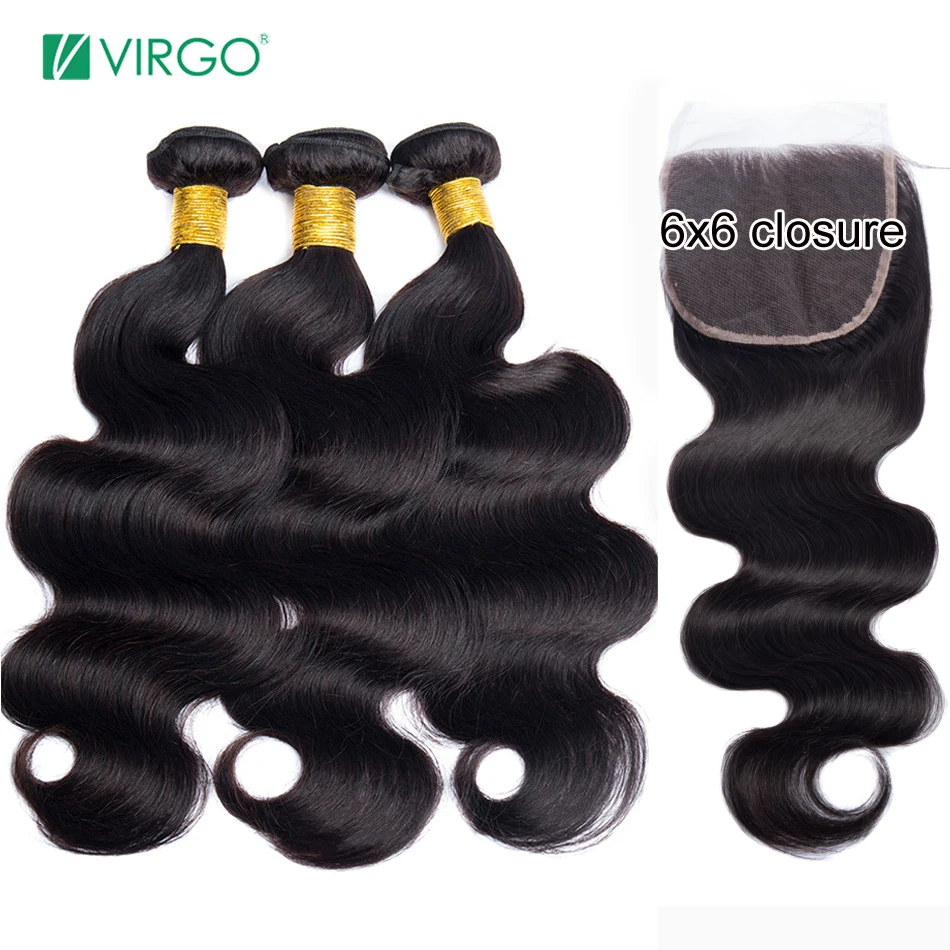Virgo Body Wave Bundles With Closure Brazilian Hair Weave 3 Bundles 
