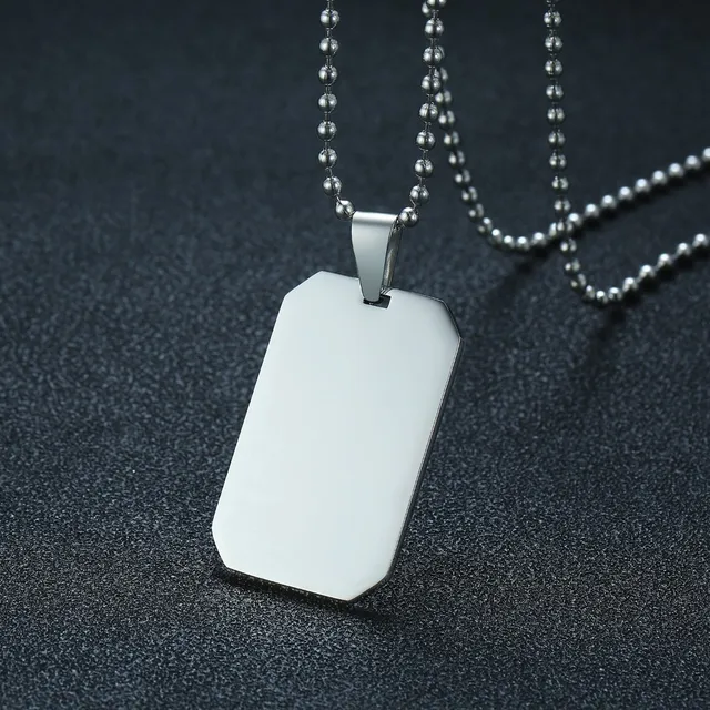 Men's Simplistic Engravable Stainless Steel Dog Tag Pendant Necklace