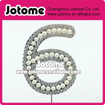 

Cake Accessories !! 7CM Sparkle Silver Plated Rhinestone Pearl Number 5 Cake Topper for Wedding Anniversary/Birthday Party