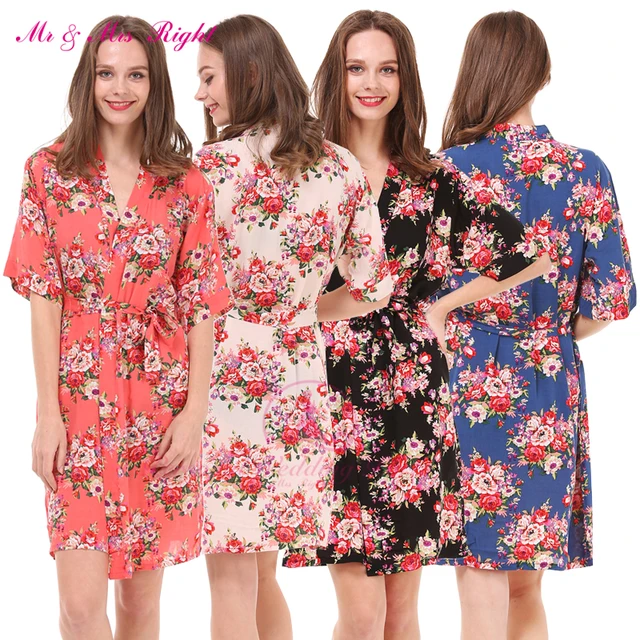 Hot Sell Cotton Printed Flower Robe For Wedding Party Gown Bathrobe Girl’s Soft Nightown Pajamas Good Feeling Kimono