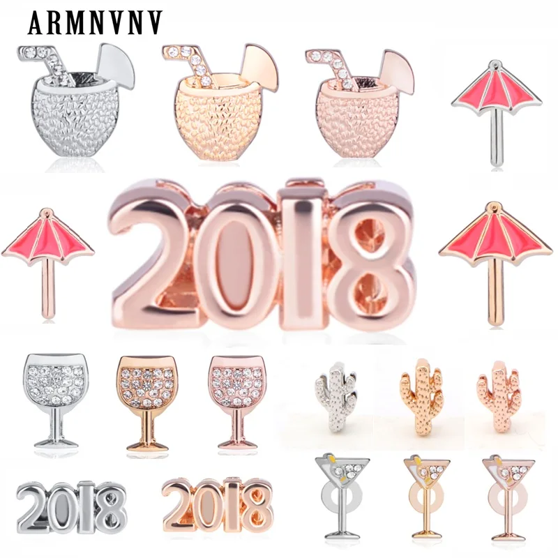 ARMNVNV 2018 Travel Coconut Drink Wine Glass Martini Umbrella Keeper Slide Charms Fit Keys Chain Keepers Wrappable Bracelets | Украшения и