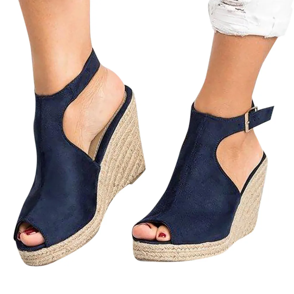 

SAGACE Women's Ladies Fashion Solid Wedges Casual Buckle Strap Roman Shoes Sandals Sexy High Quality Outside Summer Shoes
