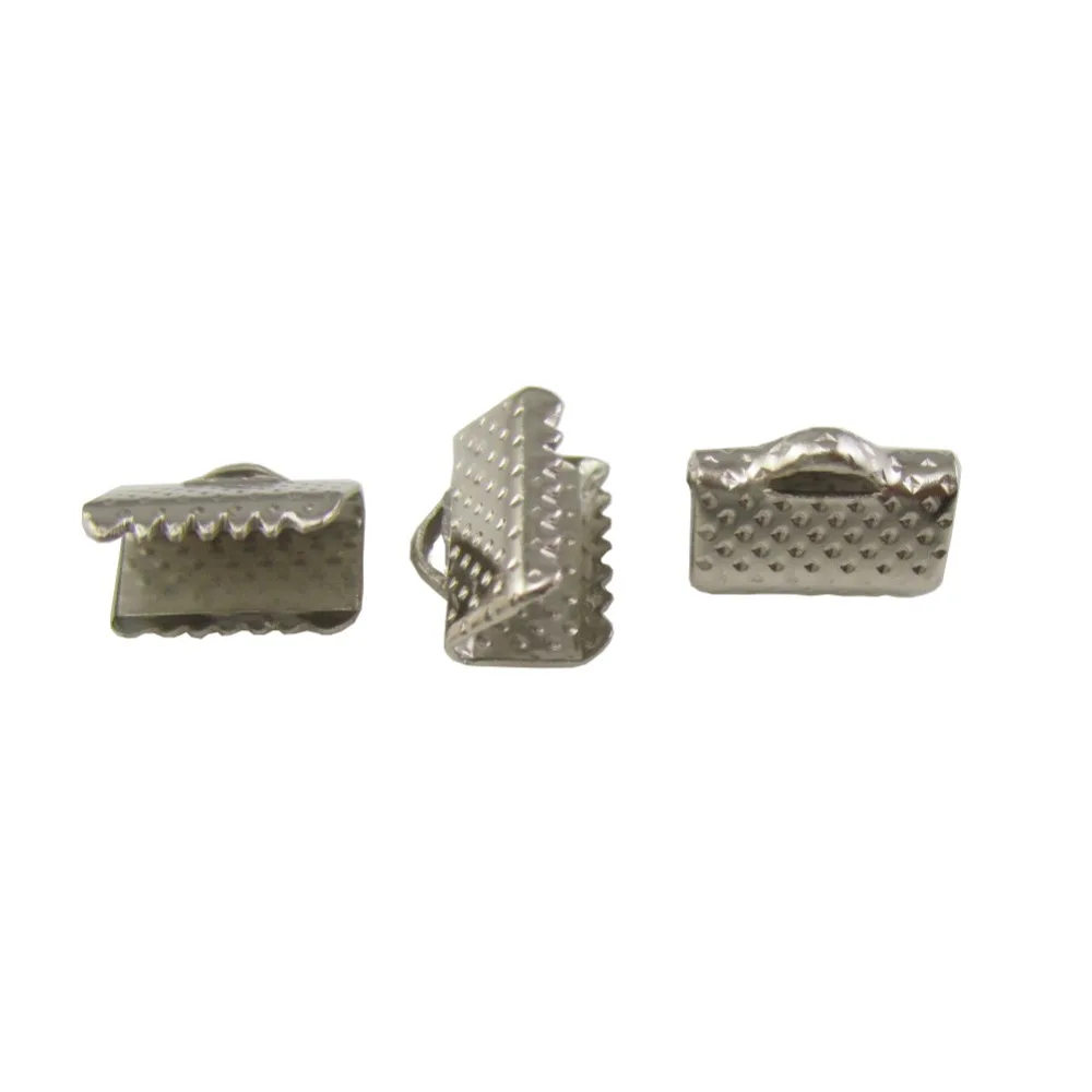 

200 pieces of 10mm Ribbon Ends Fastener Clasps Textured Crimp End Clamps Cord Ends Claw Lock for Bracelet