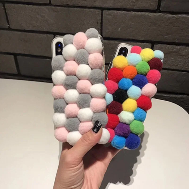 Оригинальный плюшевый чехол для телефона Apple IPhone X XS 6 6s многоцветный зимний