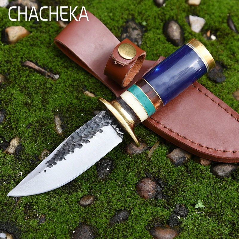 

CHACHEKA New Outdoor Tactical High Hardness Knife 60HRC Outdoor Survival Saber Camping Hunting Knives with Leather Scabbard Gift