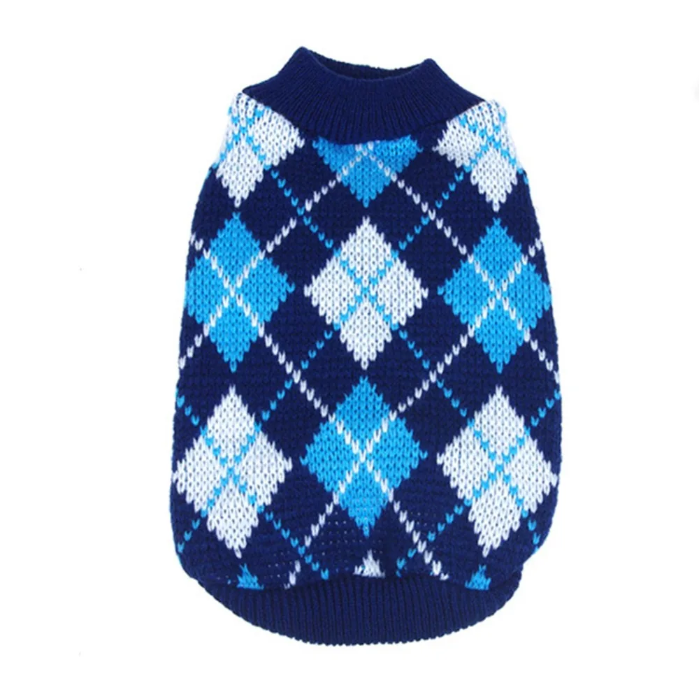 

Lovely Warm Lattice Small Pet Dog Knitwear Outdoor Cat Coat Top Sweater 4 Color