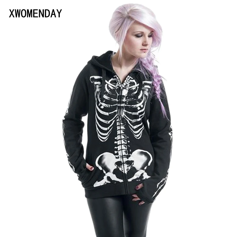 Women Fashion Skull Print Gothic Punk Long Sleeve Hoodies Plus Size Sweatshirt 2018 Fashion Kpop Streetwear Black Zipper Jacket Women Fashion Skull Print Gothic Punk Long Sleeve Hoodies Plus Size Sweatshirt 2018 Fashion Kpop Streetwear Black Zipper Jacket