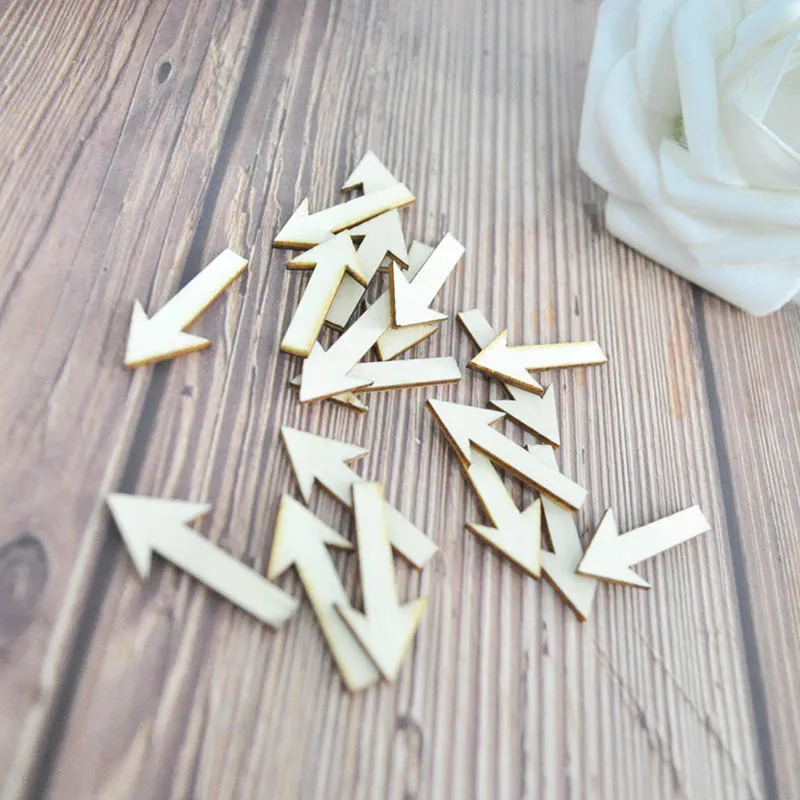 

Happymems Wood Shape Arrow 120pcs DIY Craft Natural Wooden Arrows Wall Sticker Embellishments For Scrapbooking Craft