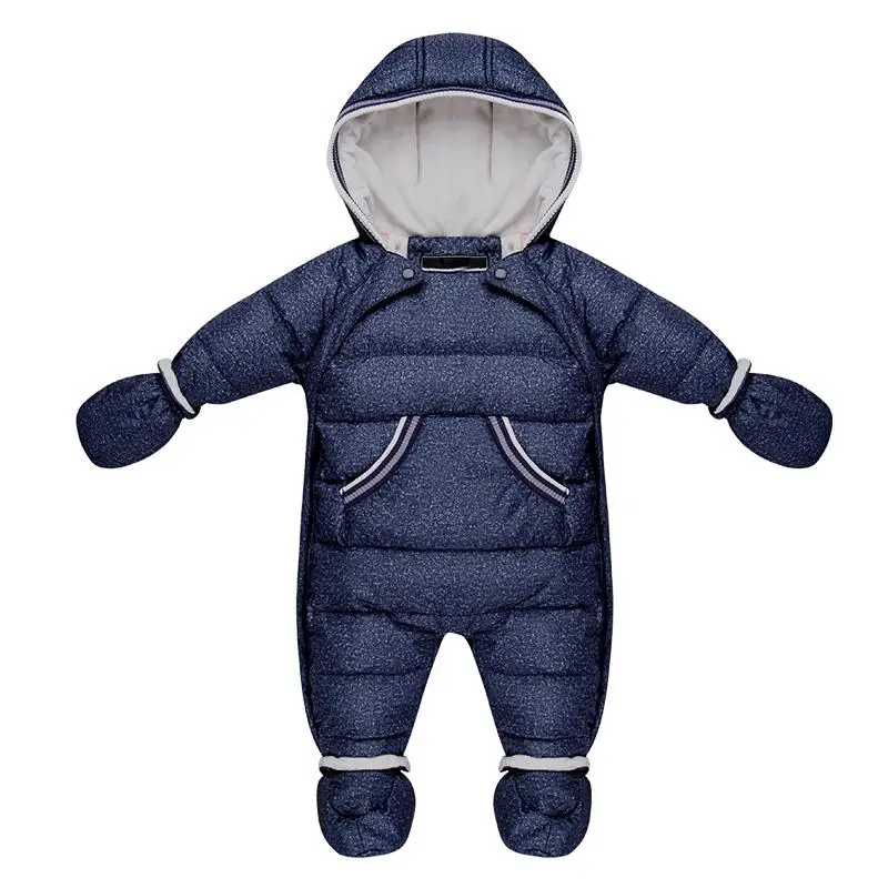 

Russian Winter Baby White Duck Down Rompers with Hood Outdoor Skit Snowsuit Girls clothes Infant Boy jumpsuit