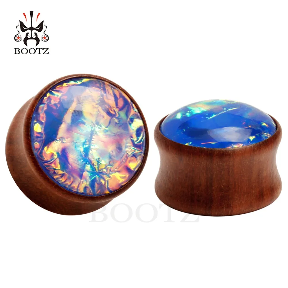 Kubooz New Colorful wood gem ear piercing gauges body jewelry ears