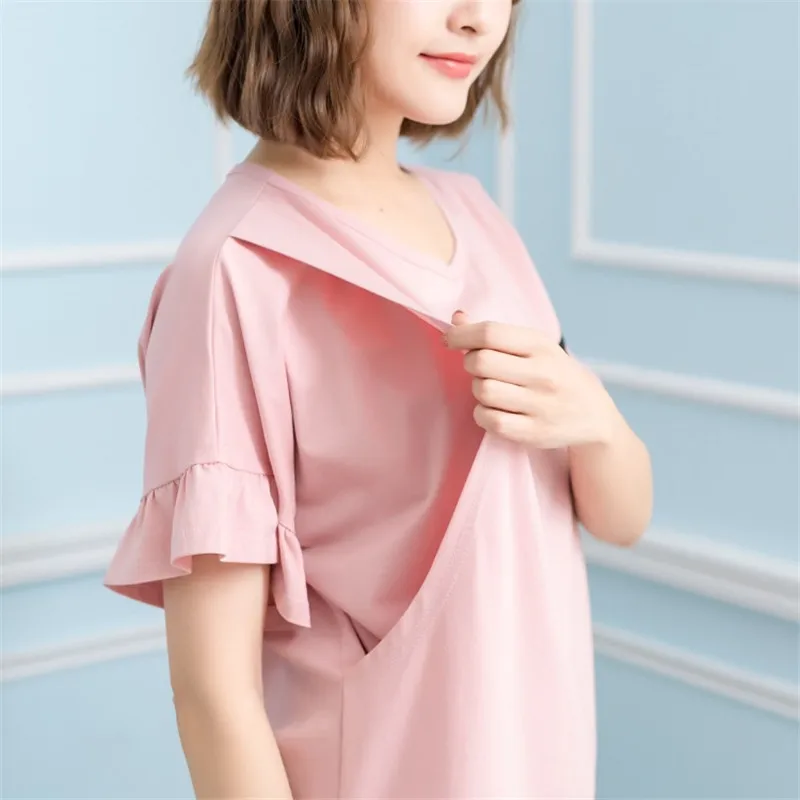 Smile Printed Pragnant Tops Mother Breastfeeding Tops Butterfly Sleeve Mother T-shirt &Baby Short Rompers Short Wholesale07
