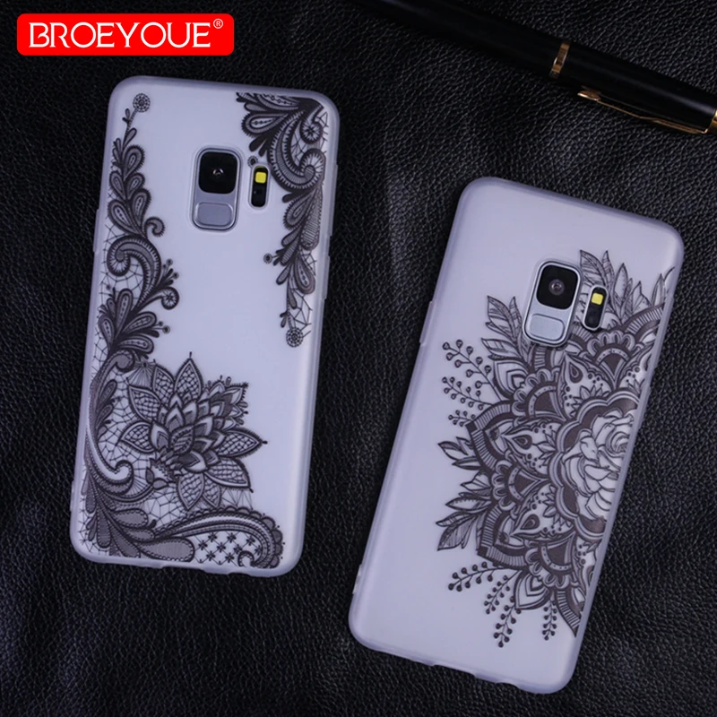 

BROEYOUE Black Lace Case For Samsung J5 J7 J3 2017 2016 J2 Pro 2018 Pattern For Samsung J4 J6 EU Edition J3 J8 2018 Phone Cases