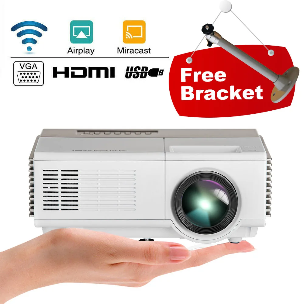 

Portable Mini LCD Home Cinema Projector WiFi Airplay Miracast Mirror Screen Mobile Microsystem Full HD Beamer For Smartphone TV