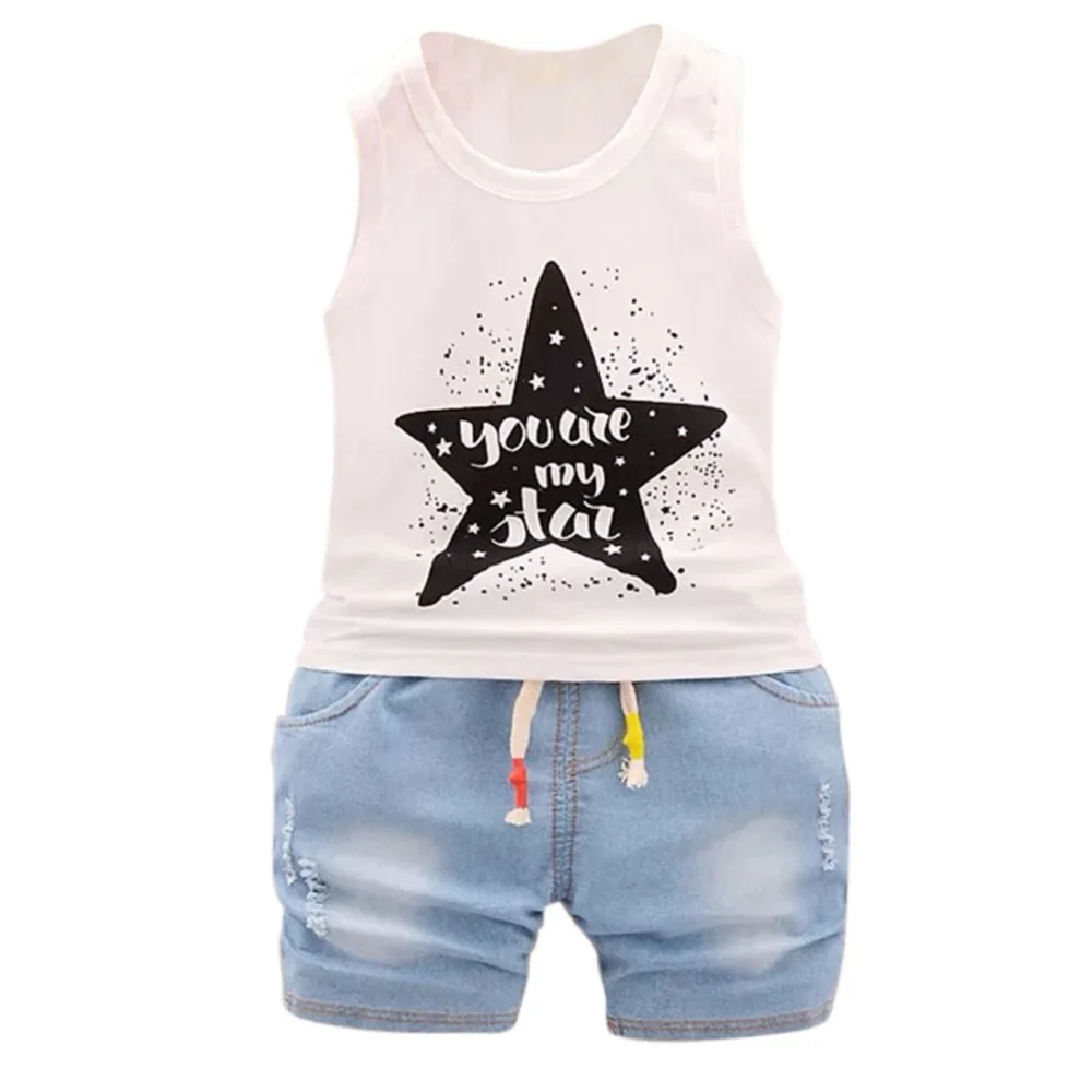طفل رضيع الملابس مجموعة القطن أكمام ستار طباعة أعلى + الدنيم السراويل الطفل الأولاد ملابس رسمية الصيف 2 قطعة طفل رضيع الملابس مجموعة القطن أكمام ستار طباعة أعلى + الدنيم السراويل الطفل الأولاد ملابس رسمية الصيف 2 قطعة
