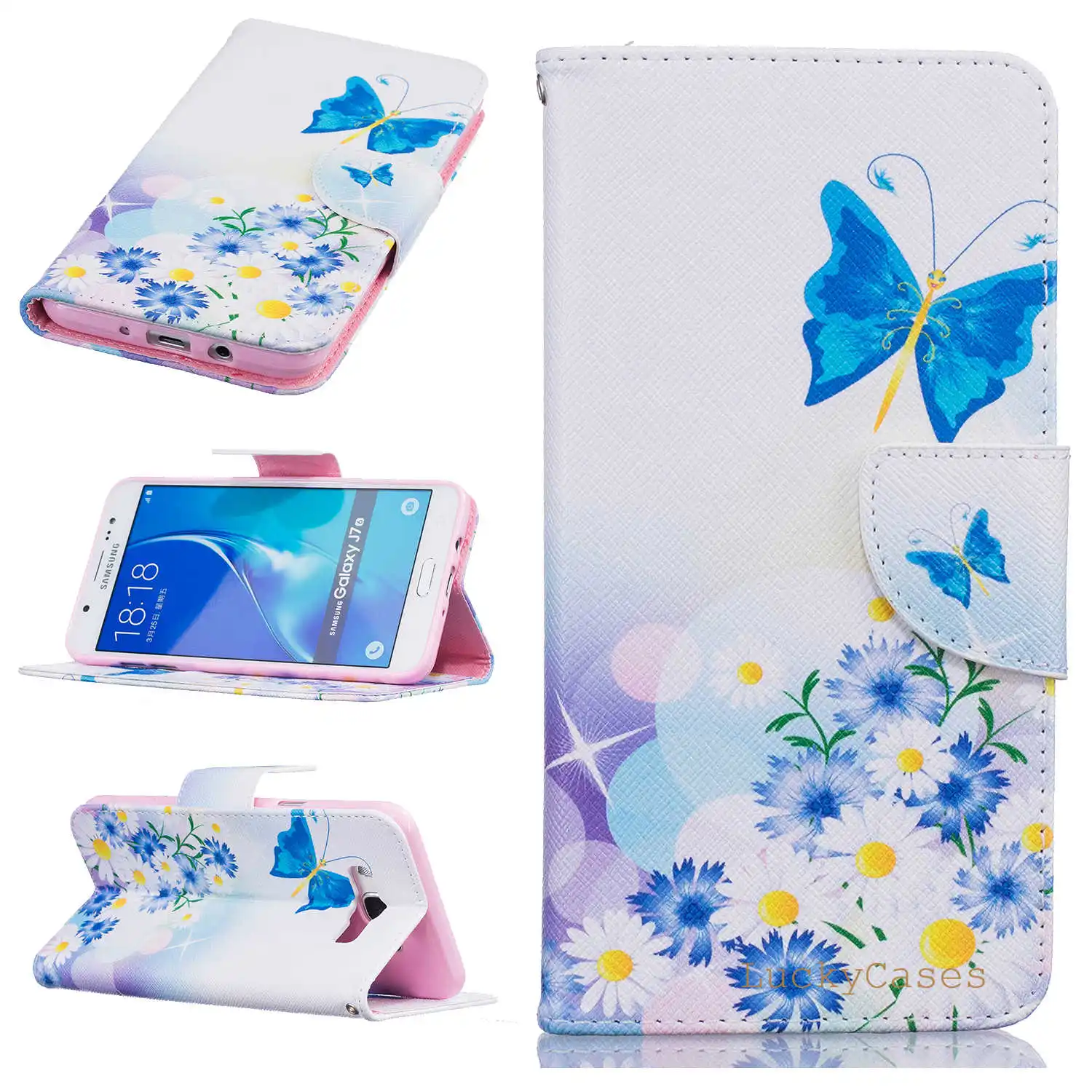

Fashion Flower Tree Animal Pattern PU Leather Case For Samsung J710 J7 2016 Wallet Flip Magnetic Fundas Coque Phone Bags