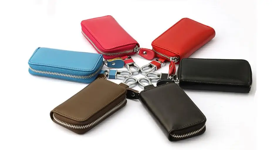 

New large-capacity zipper key bag men's door key bag genuine cowhide female card package car multi-function key bag
