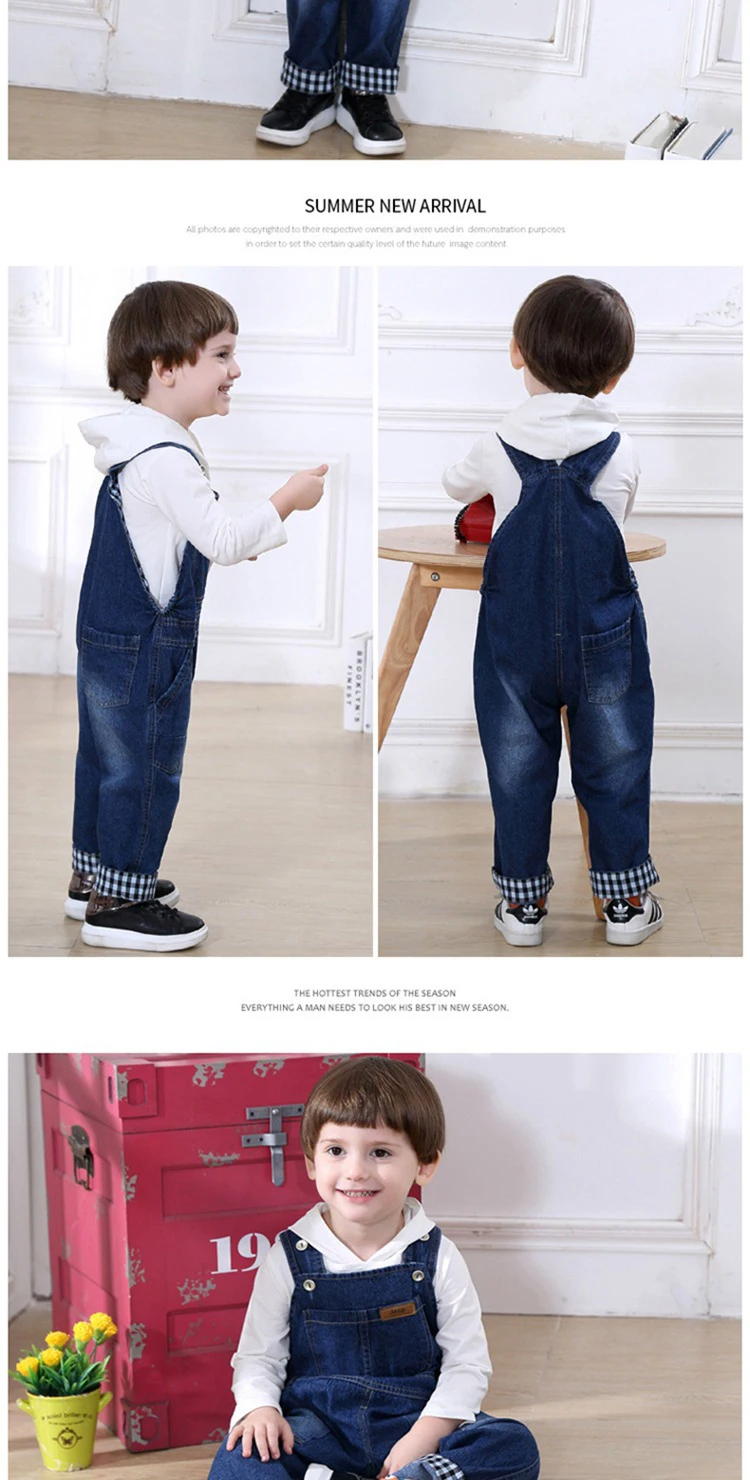 Infant Rompers baby pants denim overalls children spring braces Kids bebe pants boys girls trousers for toddler longs jeans (3)