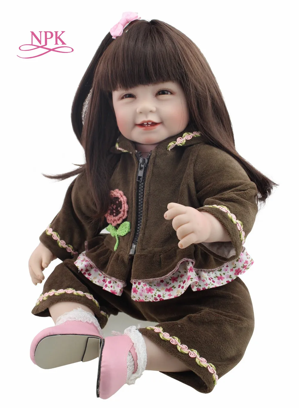 

NPK Silicone Reborn Baby Doll Toys 22 inch with Long hair Realistic Baby Dolls 100% Handmade Girl Reborns Kids Playmates